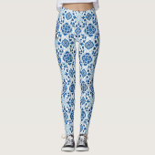  Portugees blauw Azulejos Tile Pattern Leggings (Voorkant)