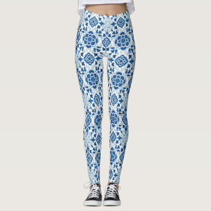 Portugees blauw Azulejos Tile Pattern Leggings