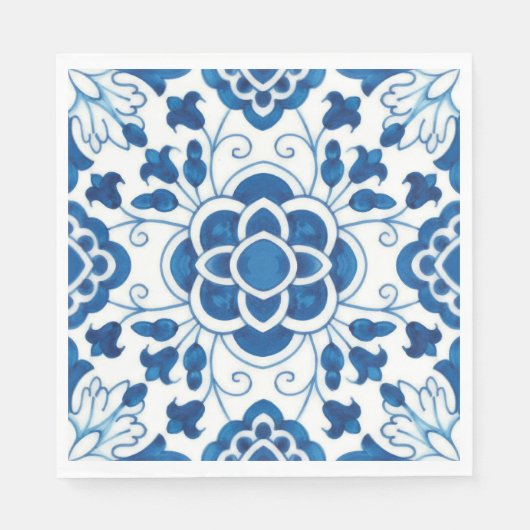  Portugees blauw Azulejos Tile Pattern Servet (Voorkant)