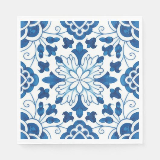  Portugees blauw Azulejos Tile Pattern Servet (Voorkant)