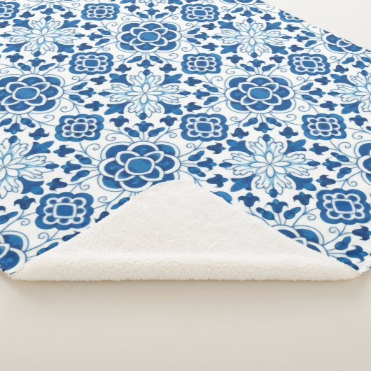 Portugees blauw Azulejos Tile Pattern Sherpa Deken (3/4)