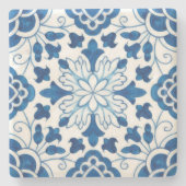 Portugees blauw Azulejos Tile Pattern Stenen Onderzetter (Voorkant)