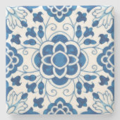 Portugees blauw Azulejos Tile Pattern Stenen Onderzetter (Voorkant)