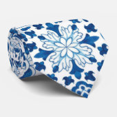  Portugees blauw Azulejos Tile Pattern Stropdas (Opgerold)