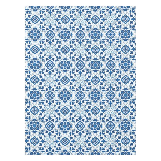 Portugees blauw Azulejos Tile Pattern Tafelkleed (Voorkant)