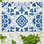  Portugees blauw Azulejos Tile Pattern Theedoek (Gevouwen)