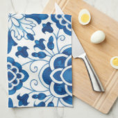  Portugees blauw Azulejos Tile Pattern Theedoek (Quarter Fold)