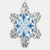 Portugees blauw Azulejos Tile Pattern Tin Sneeuwvlok Ornament (Rechts)
