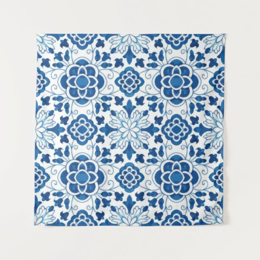  Portugees blauw Azulejos Tile Pattern Wandkleed (Voorkant (horizontaal))