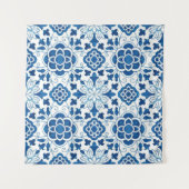  Portugees blauw Azulejos Tile Pattern Wandkleed (Voorkant)