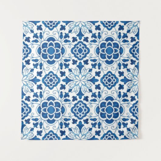  Portugees blauw Azulejos Tile Pattern Wandkleed (Voorkant)