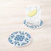 Portugees blauw Azulejos Tile Pattern Zandsteen Onderzetter (Zijkant)