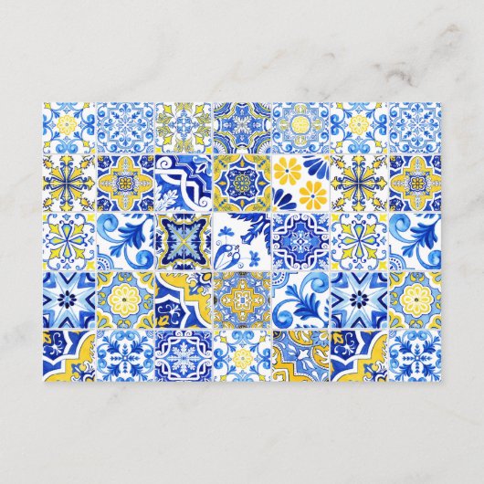Portugees blauw geel wit Tegels boog bruiloft Informatiekaartje (Achterkant)