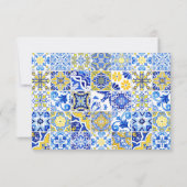 Portugees blauw geel wit Tegels boog bruiloft RSVP Kaartje (Achterkant)