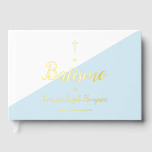 Portugees Blauw gouden Kruis Baby Doop Cadeau Gastenboek