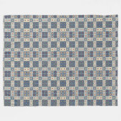 Portugees blauw tegel design fleece deken (Voorkant (Horizontaal))