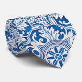 Portugees blauw tegel design stropdas (Opgerold)