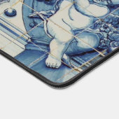 Portugees blauw tegel met twee engelen bureaumat (Hoek)