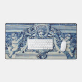Portugees blauw tegel met twee engelen bureaumat (Keyboard & Muis)