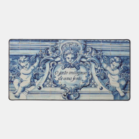 Portugees blauw tegel met twee engelen bureaumat (Voorkant)