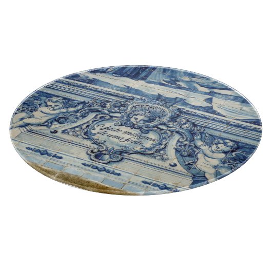 Portugees blauw tegel met twee engelen snijplank (Hoek)