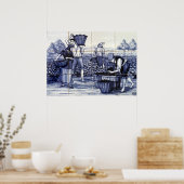 Portugees blauw Tegel Poster Grape Harvest :Azulej (Keuken)