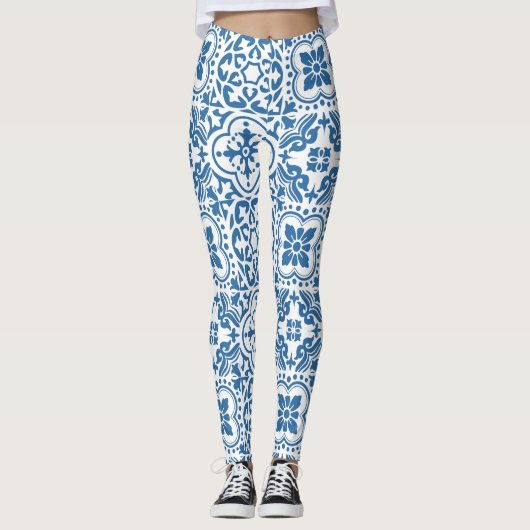 Portugees blauw tegels 2 leggings (Voorkant)
