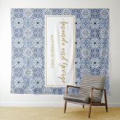 Portugees blauw tegels Bruiloft achtergrond Wandkleed (In Situ (horizontaal))