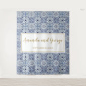 Portugees blauw tegels Bruiloft achtergrond Wandkleed (Voorkant)