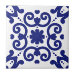 Portugees - Blauw-wit, stijlvol Tegeltje<br><div class="desc">Stijlvol Portugees mediterraan patroon keramische tegel blauw op een witte achtergrond. Ideaal voor een nieuwe zijkant om de binnenste ontwerpbacksplash te voelen.</div>