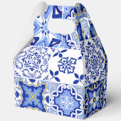Portugees blauw-wit tegelpatroon gunst geschenkdoo bedankdoosjes (Achterkant)