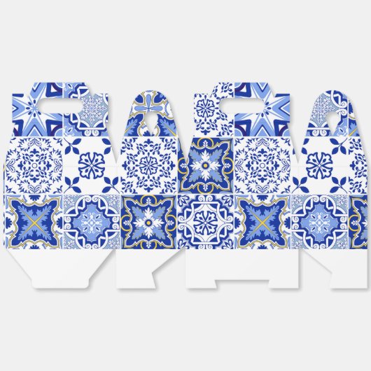 Portugees blauw-wit tegelpatroon gunst geschenkdoo bedankdoosjes (Ongevouwen)