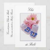 Portugees: Botinhas: Convite Chá de Bebe Kaart (Voorkant / Achterkant)