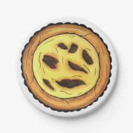 Portugees Custard Egg Tart Pastel Pastéis de Nata Papieren Bordje