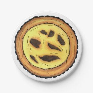 Portugees Custard Egg Tart Pastel Pastéis de Nata Papieren Bordje