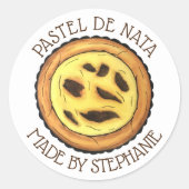 Portugees Custard Egg Tart Pastel Pastéis de Nata Ronde Sticker (Voorkant)