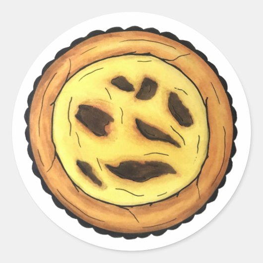 Portugees Custard Egg Tart Pastel Pastéis de Nata Ronde Sticker (Voorkant)