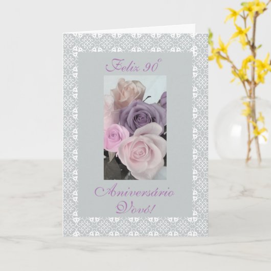 Portugees - de 90ste verjaardag van de Oma Kaart (Gele Bloem)