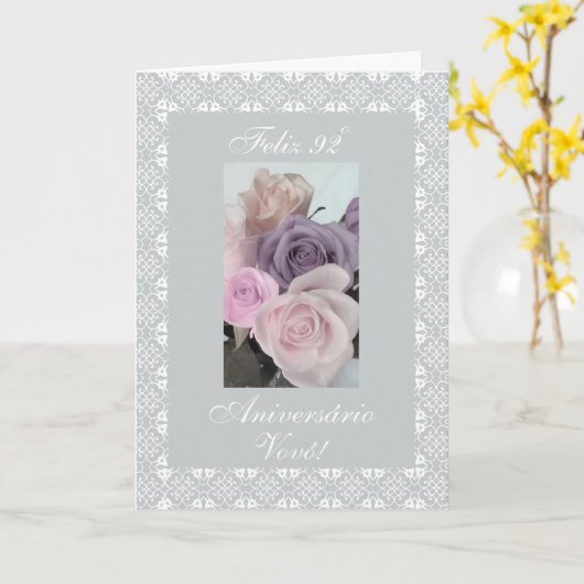 Portugees - de 92ste verjaardag van de Oma Kaart (Gele Bloem)