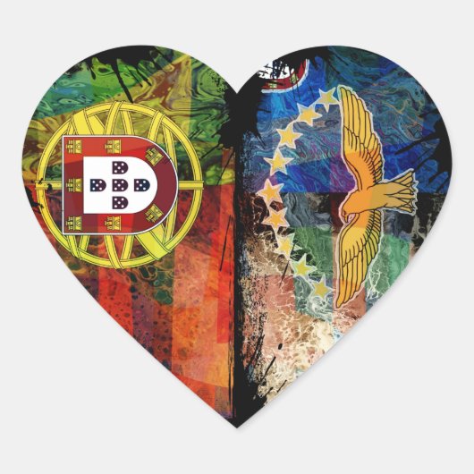 Portugees design hart sticker (Voorkant)