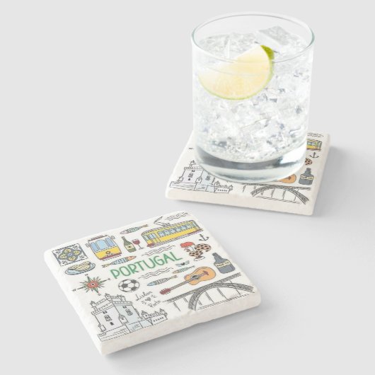 Portugees design stenen onderzetter (Zijkant)