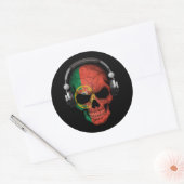  Portugees DJ Skull met Hoofdtelefoon Ronde Sticker (Envelop)