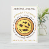 Portugees Eirog Custard Tart Pastry-voedselfestiva Kaart (Staand voorkant)