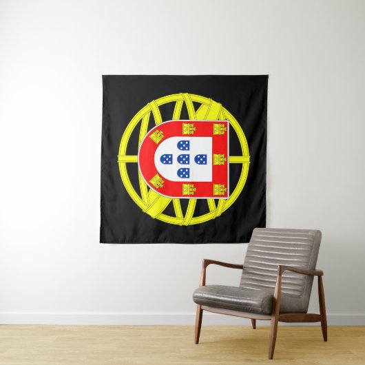 Portugees Emblem Black Tapestry Wandkleed (In Situ (horizontaal))