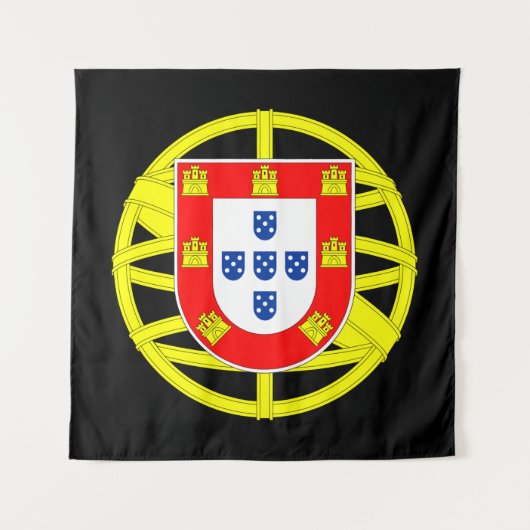 Portugees Emblem Black Tapestry Wandkleed (Voorkant)