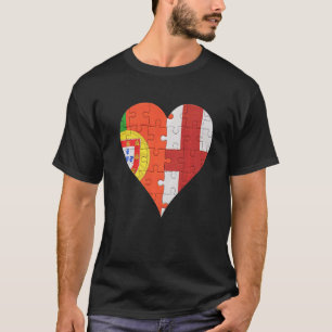Portugees Engels Vlag Heart T-shirt