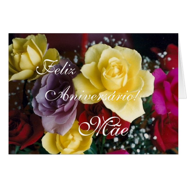Portugees: Feliz Aniversario Mae! (Voorkant Horizontaal)