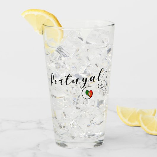 Portugees Flag Heart Design, Portugal Glas (Voorkant ijs)