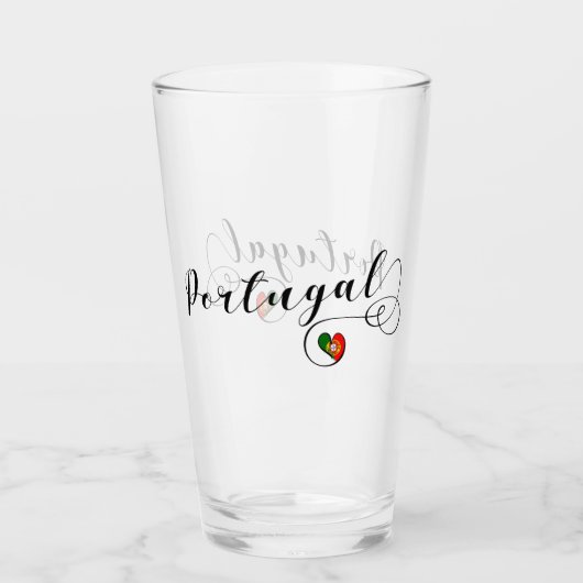 Portugees Flag Heart Design, Portugal Glas (Voorkant)