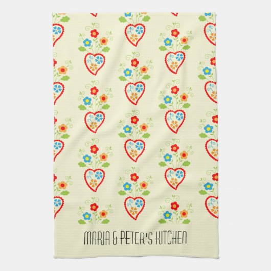 Portugees folkhartpatroon theedoek (Verticaal)